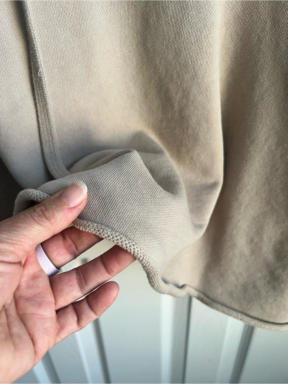 Eileen Fisher Taupe Crewneck Hoodie Sweater - Picture 2 of 7